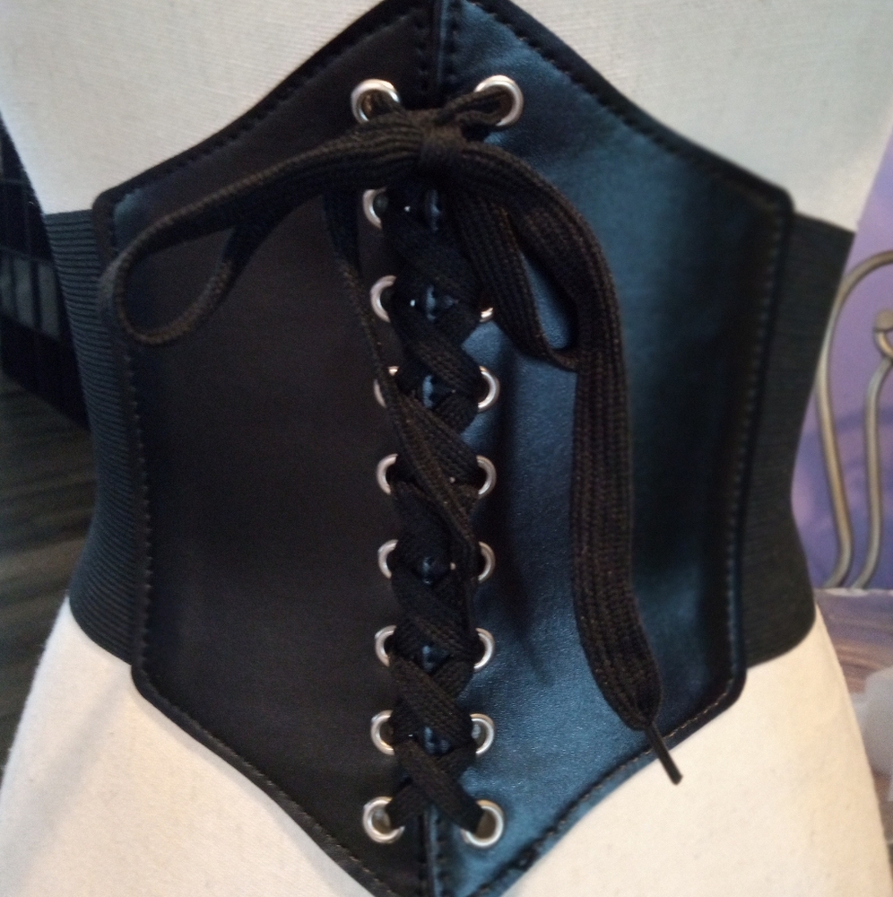 Gothic PU Leather Black Lace-Up Corset Belt
